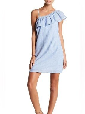 Beach Lunch Lounge Jessmina Stripe Asymmetrical Linen-Blend Dress M